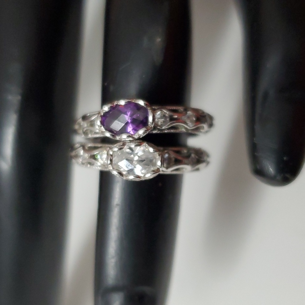 Sterling Silver 925 East-West Solitaire Ring